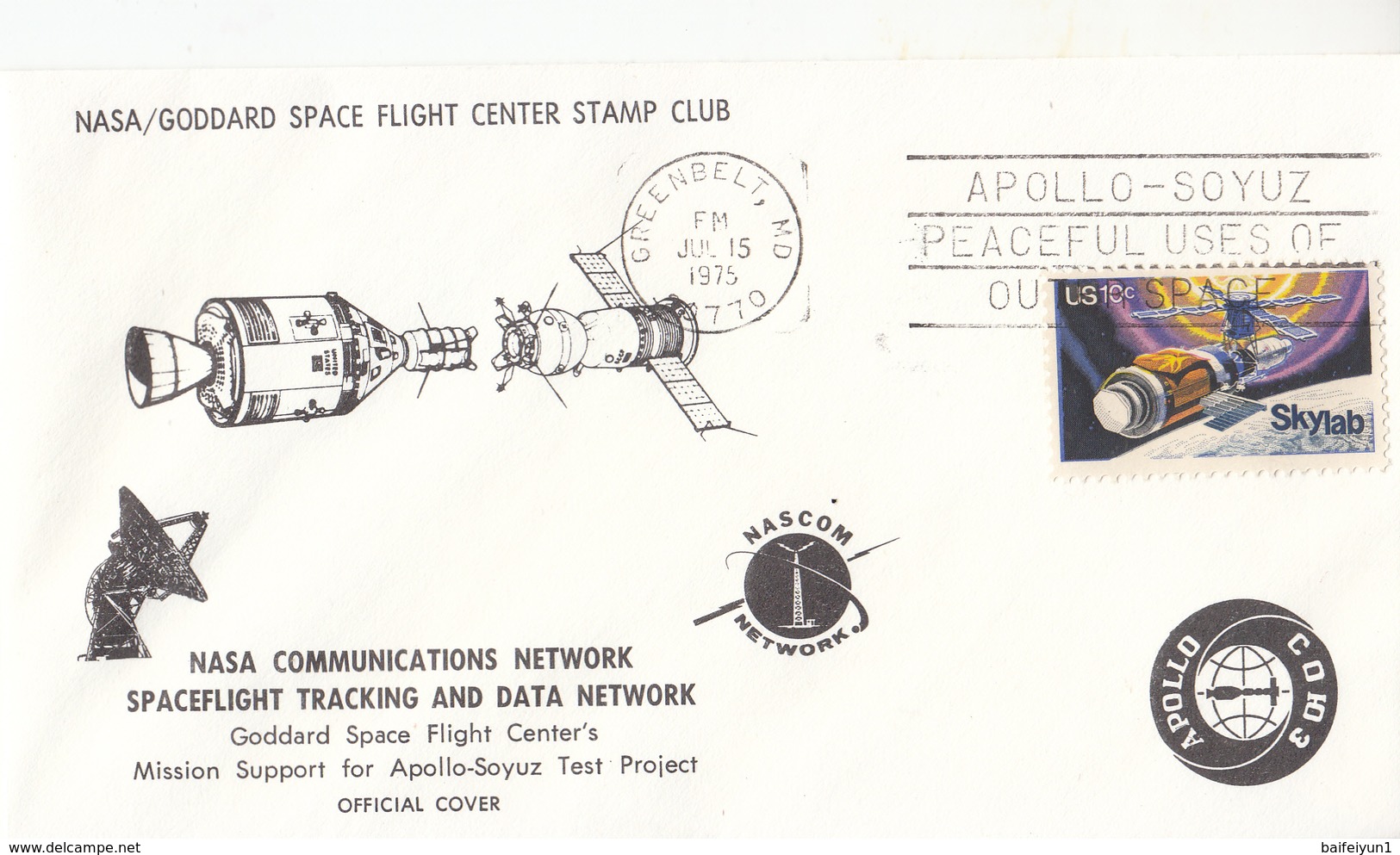 USA 1975 Apollo And Soyuz Spacecraft Joint Mission Commemoraitve Cover - America Del Nord