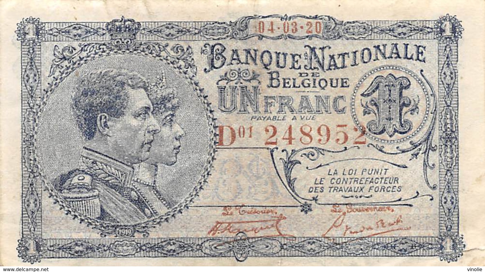 .D.18-2112 : BILLET BANQUE NATIONALE DE BELGIQUE. 1 FRANC - Otros & Sin Clasificación