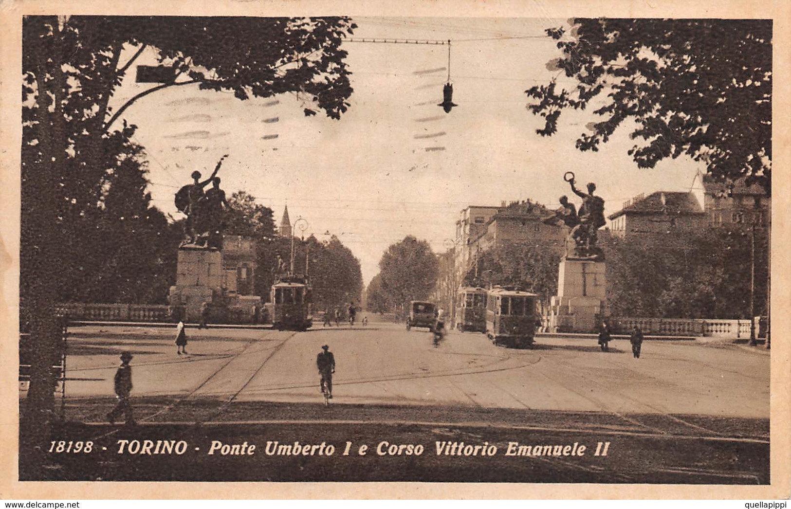 08558 "TORINO - PONTE UMBERTO I E CORSO VITTORIO E. II" ANIMATA, TRAMWAY, AL RETRO E. MAINA. CART SPED 1933 - Ponts