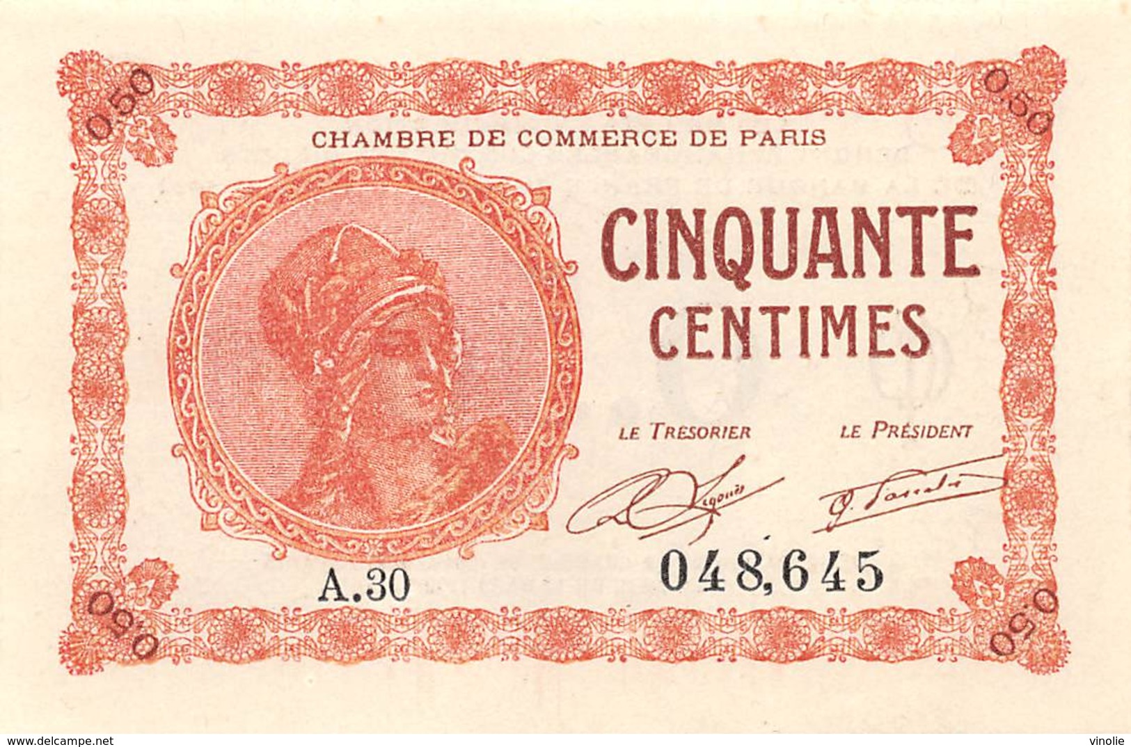 .D.18-2118 : CHAMBRE DE COMMERCE DE PARIS. 50 CENTIMES. - Chambre De Commerce