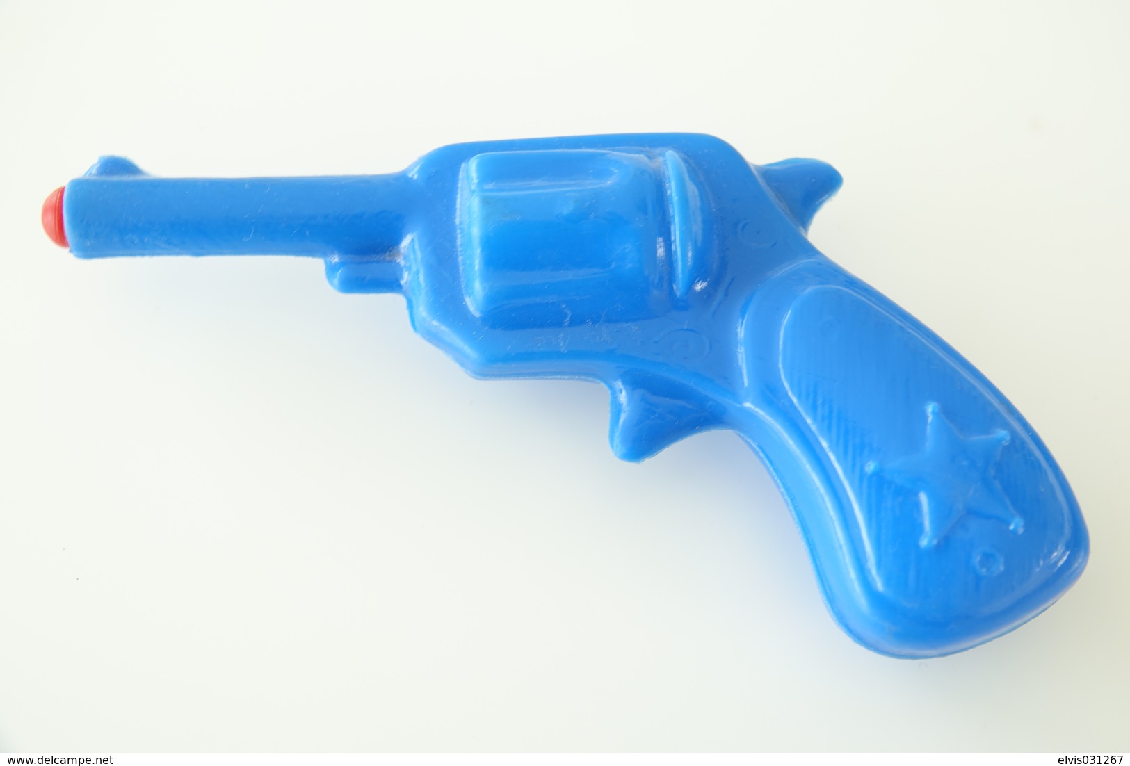 Vintage TOY GUN : PLASTIC REVOLVER BLUE - L=15cm - 1950s - Keywords : Cap - Cork Gun - Rifle - Revolver - Pistol - - Decorative Weapons