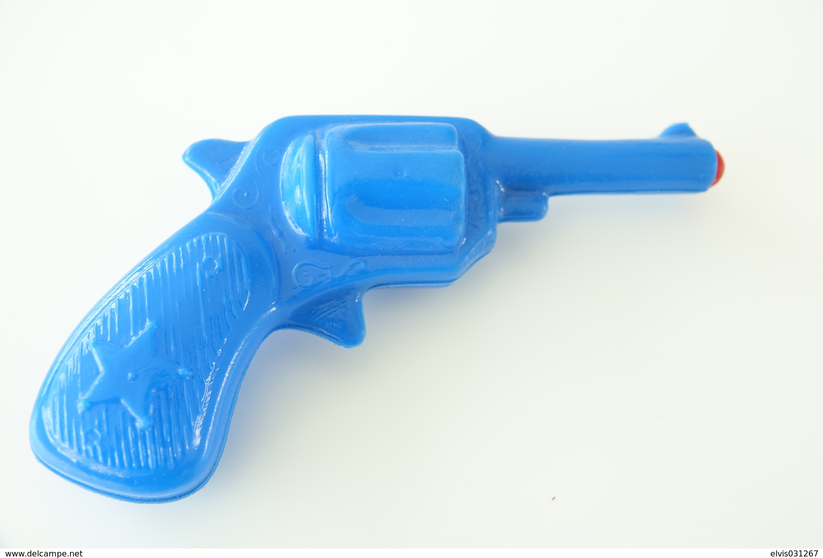 Vintage TOY GUN : PLASTIC REVOLVER BLUE - L=15cm - 1950s - Keywords : Cap - Cork Gun - Rifle - Revolver - Pistol - - Decorative Weapons