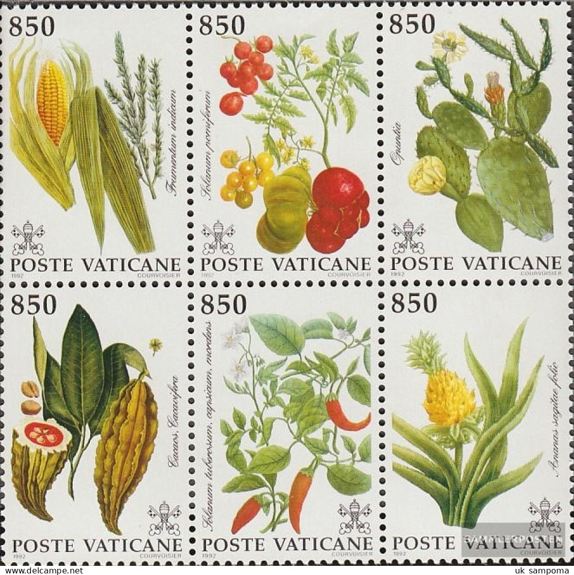 Vatikanstadt 1064-1069 Six Block (complete Issue) Unmounted Mint / Never Hinged 1992 Plants Out America - Unused Stamps