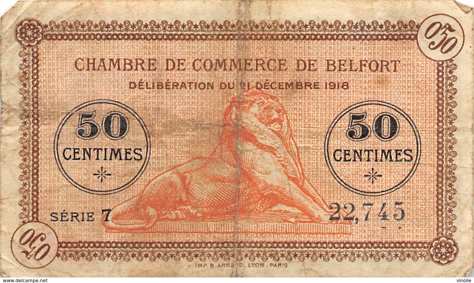 .D.18-2128 : CHAMBRE DU COMMERCE 50 CENTIMES.  BELFORT. - Chambre De Commerce