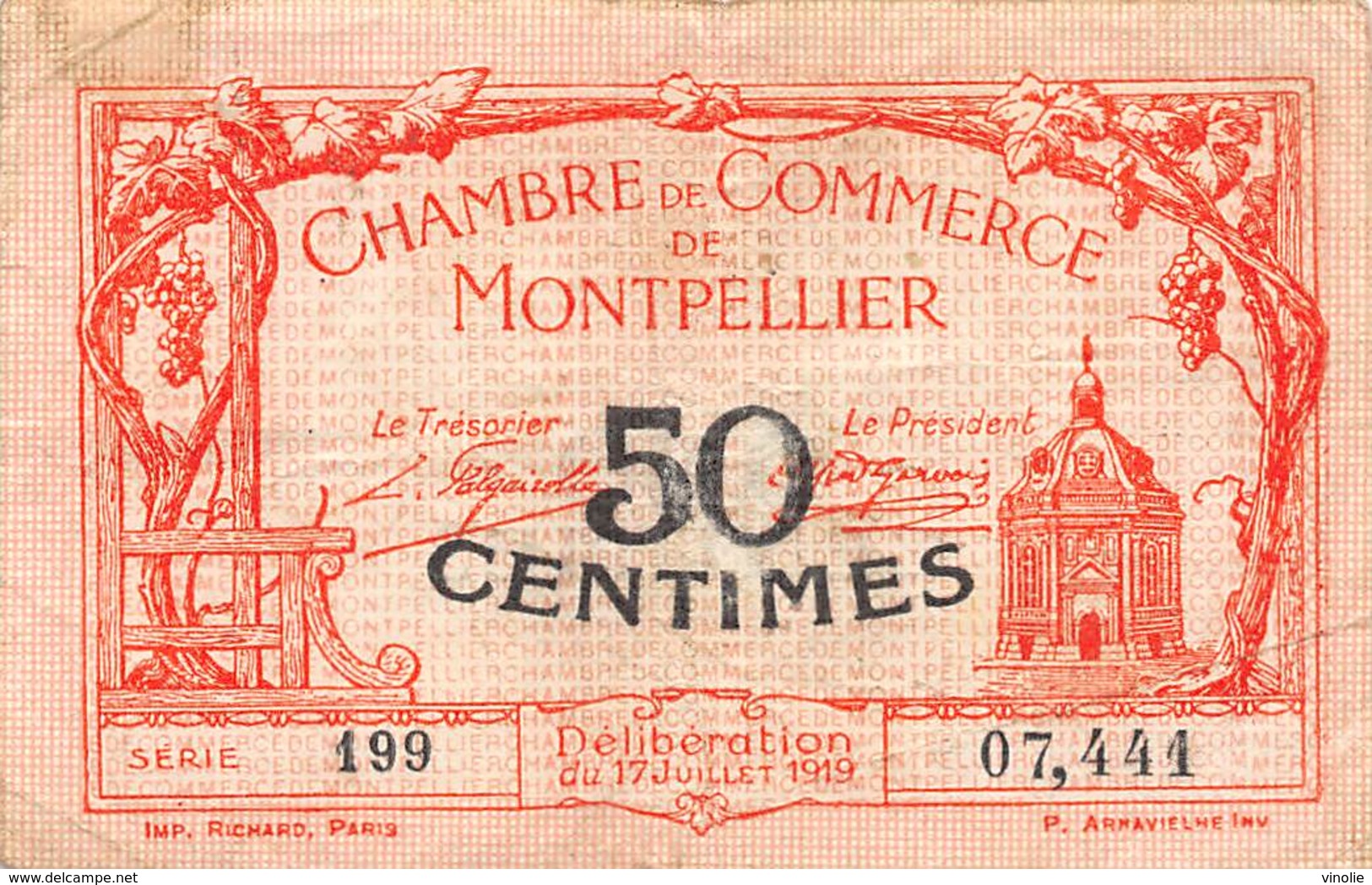 .D.18-2129 : CHAMBRE DU COMMERCE 50 CENTIMES.  MONTPELLIER. HERAULT - Chambre De Commerce