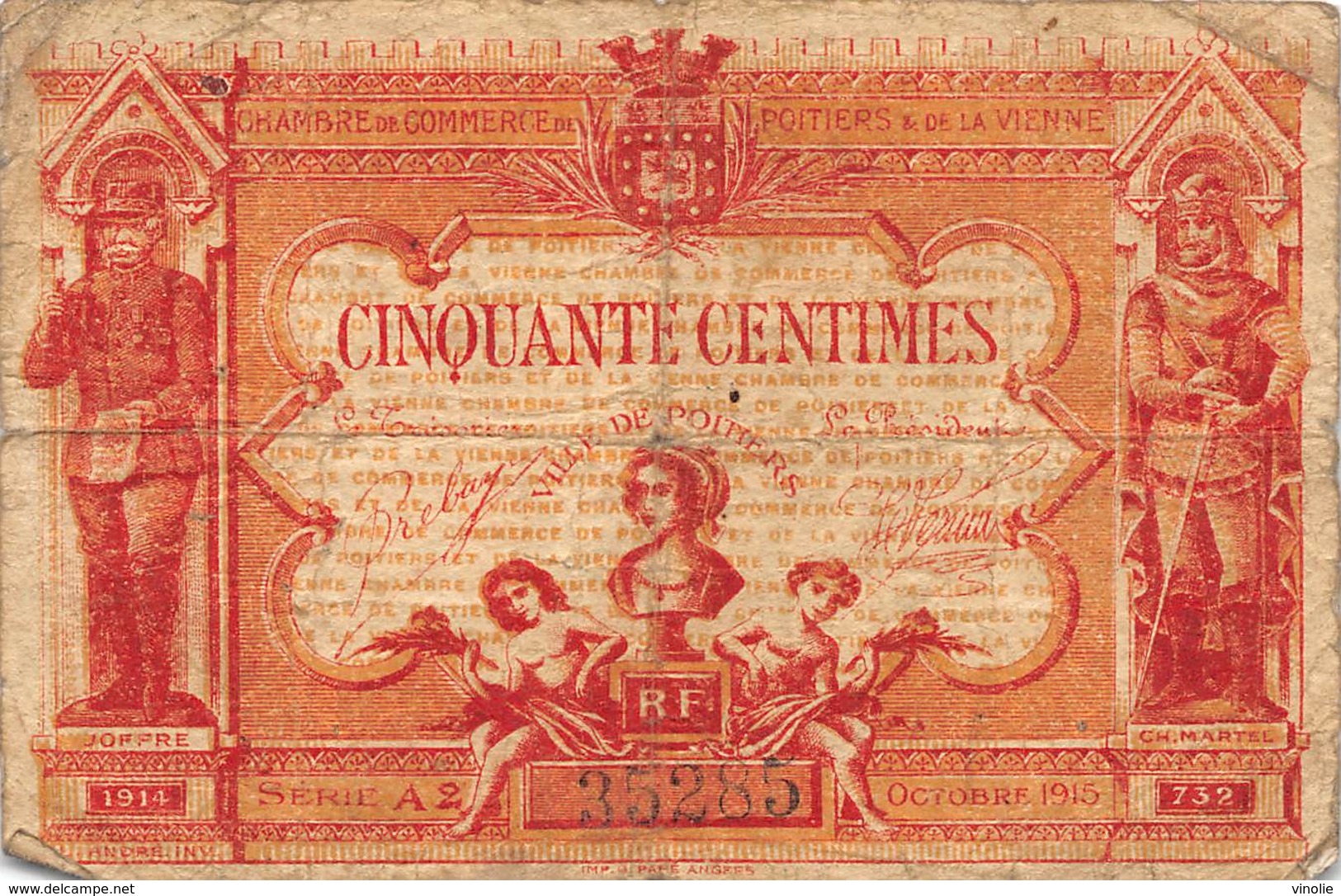 .D.18-2135 : CHAMBRE DU COMMERCE 50 CENTIMES.  POITIERS VIENNE. - Chamber Of Commerce