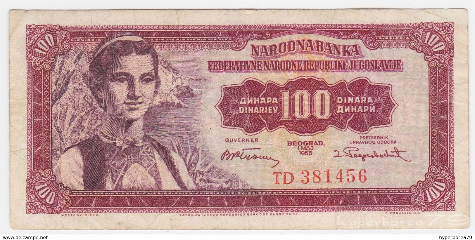 Yugoslavia P 69 - 100 Dinara 1.5.1955 - VF - Jugoslavia