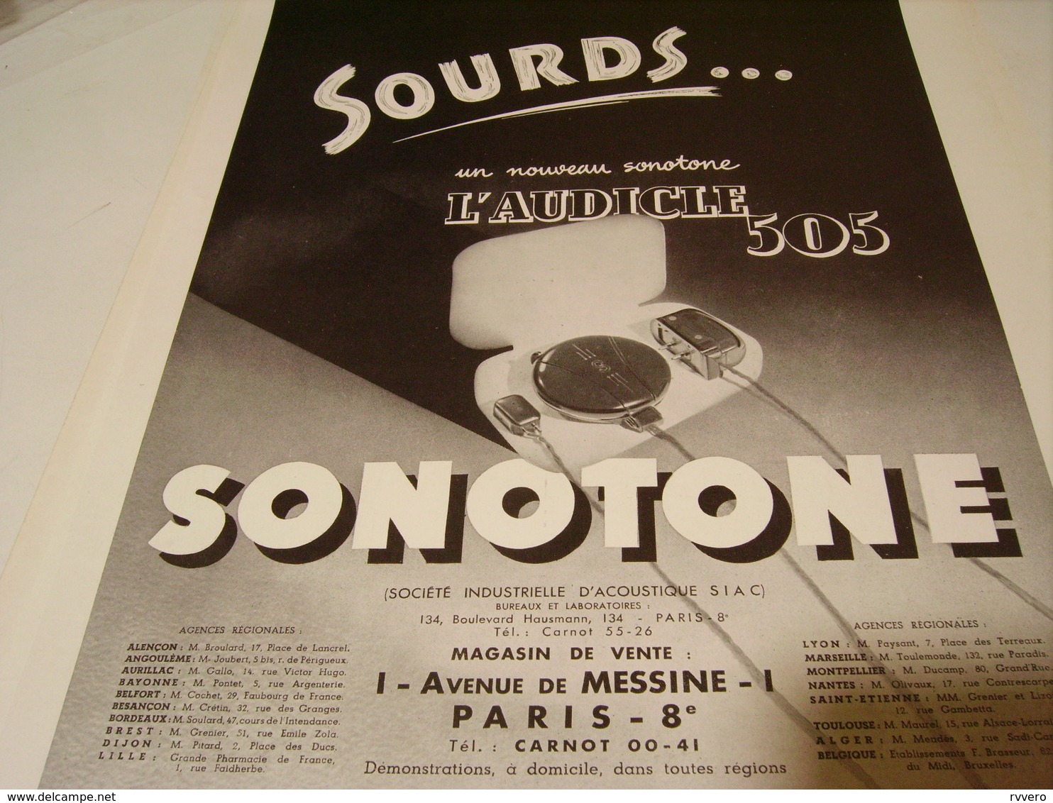 ANCIENNE PUBLICITE SOURDS DE SONOTONE 1939 - Pubblicitari