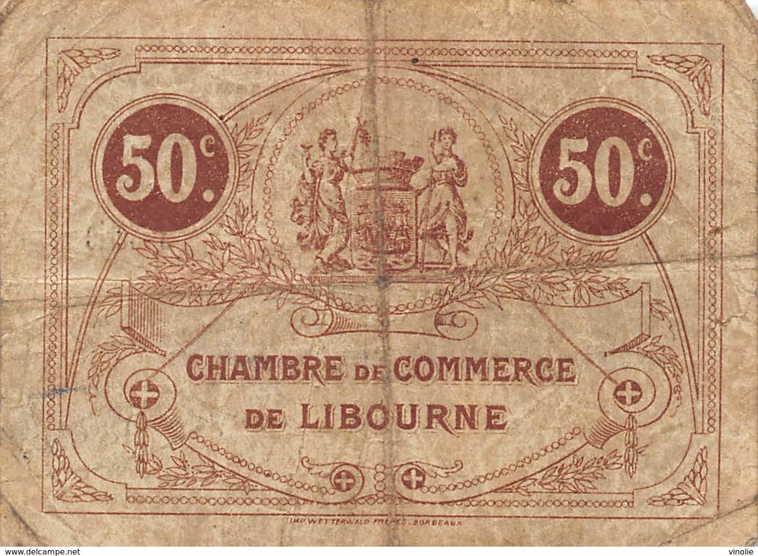 .D.18-2138 : CHAMBRE DU COMMERCE 50 CENTIMES.  LIBOURNE. GIRONDE. - Chamber Of Commerce