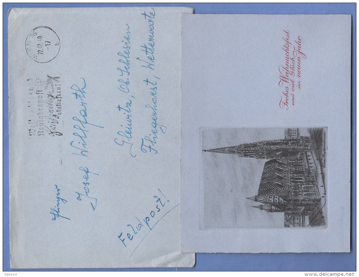 1940 FLIEGER FELDPOST BRIEF (mit Inhalt, Weihnachtskarte Aus Wien), Gel.v.WIEN &gt; GLEIWITZ, Fliegerhorst Wetterwarte - Briefe U. Dokumente