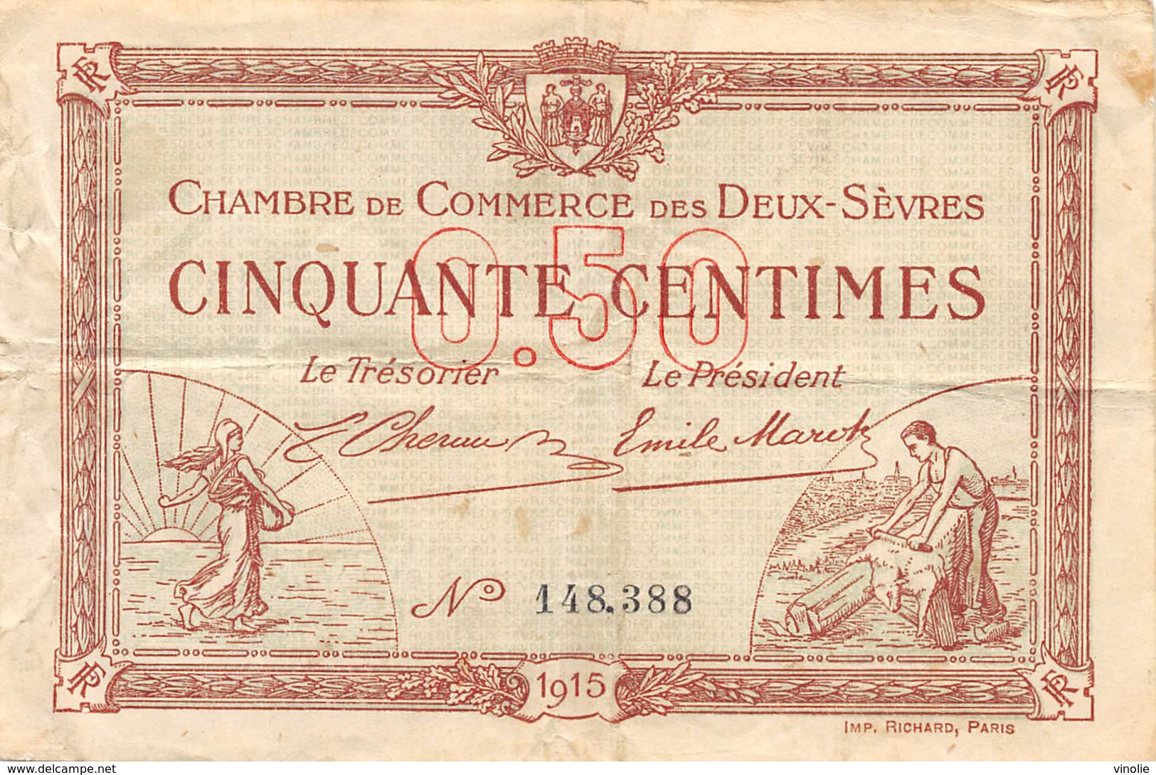 .D.18-2139 : CHAMBRE DU COMMERCE 50 CENTIMES.  DEUX-SEVRES. - Chambre De Commerce