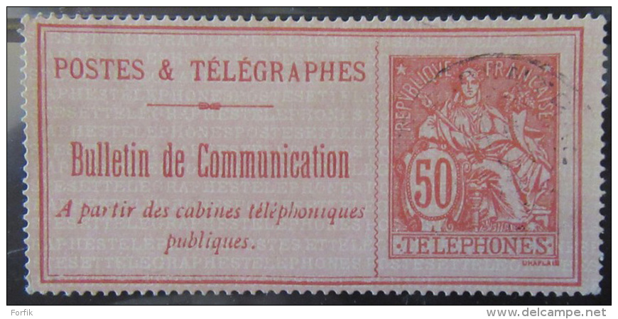 France - Timbre Téléphone 50c Type Chaplain YT N°18 Oblitéré - Télégraphes Et Téléphones