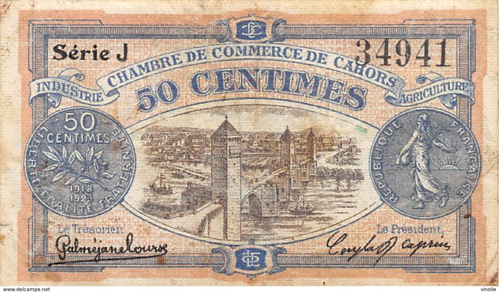 .D.18-2141 : CHAMBRE DU COMMERCE 50 CENTIMES.  CAHORS. LOT. - Chamber Of Commerce