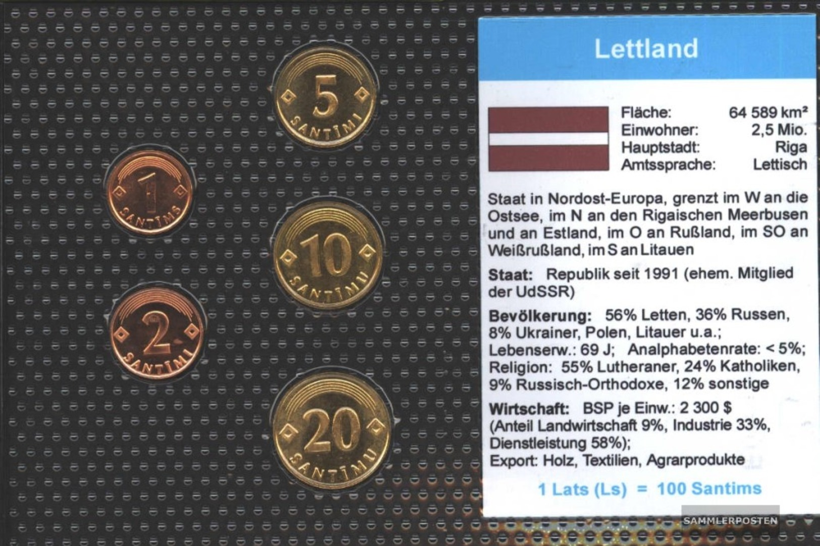 Lettland Stgl./unzirkuliert Kursmünzen Stgl./unzirkuliert 1992-2000 1 Santims Bis 20 Santimu - Lettland