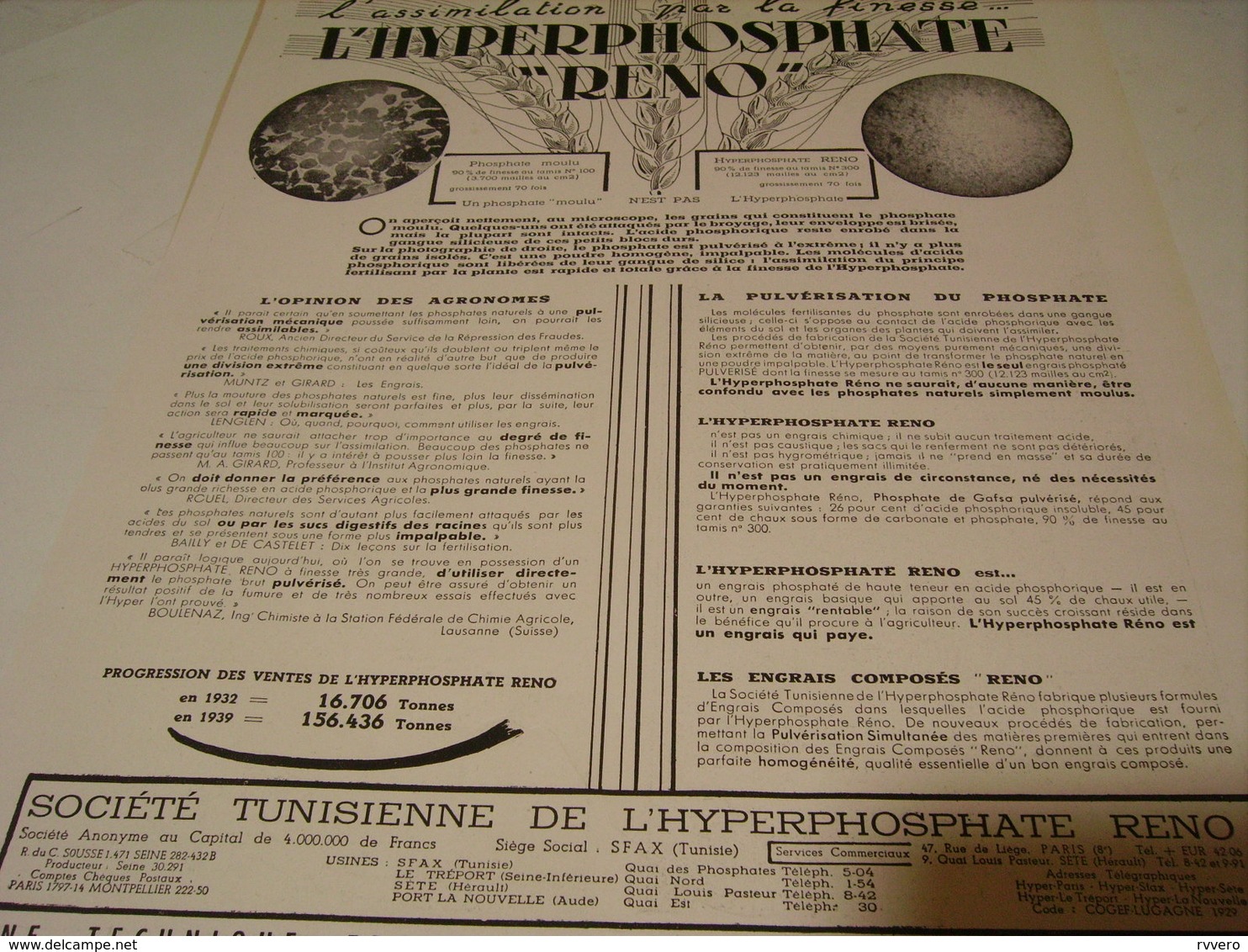 ANCIENNE PUBLICITE L HYPERPHOSPHATE DE RENO 1941 - Trattori