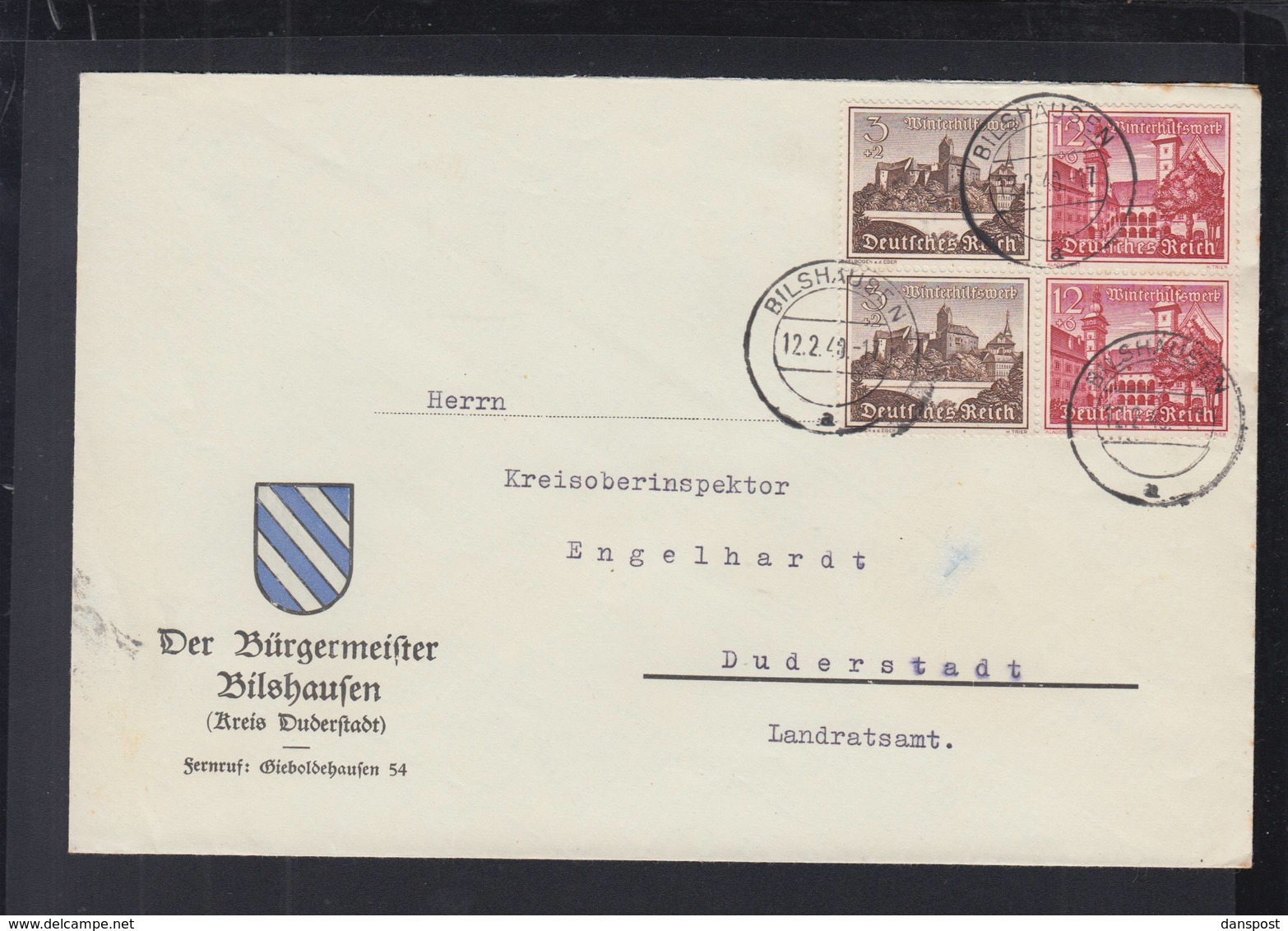 Dt. Reich Brief 1940 Bilshausen ZD - Briefe U. Dokumente