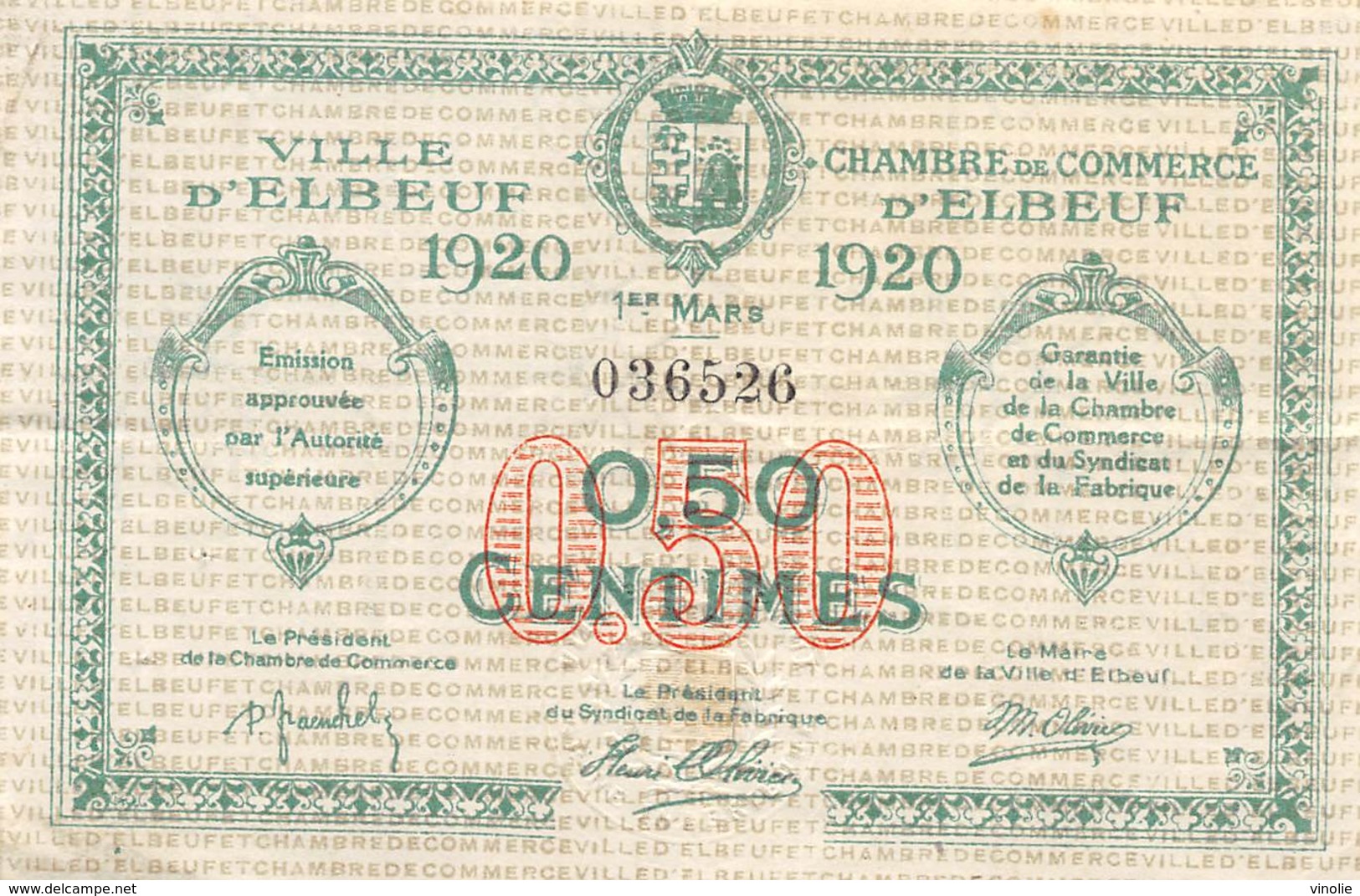 .D.18-2155 : CHAMBRE DU COMMERCE 50 CENTIMES.  ELBEUF. SEINE-MARITIME - Chambre De Commerce