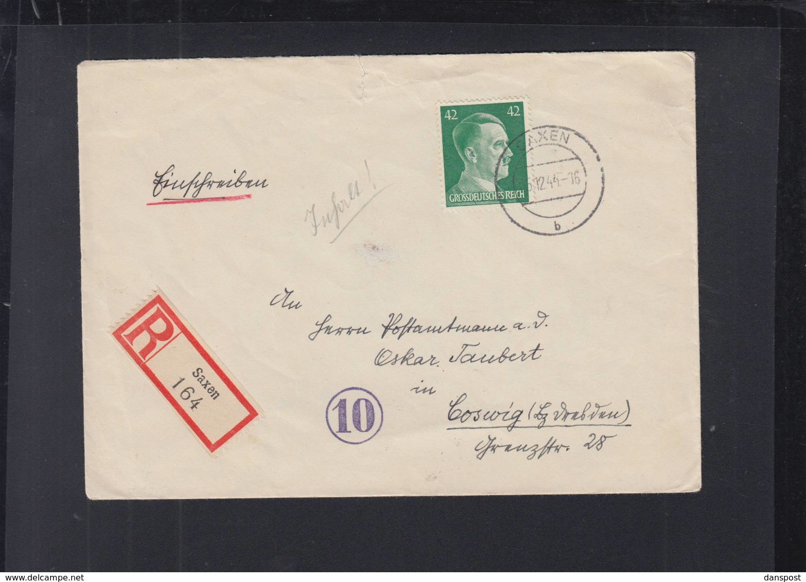 Dt. Reich Österreich R-Brief Saxen Nach Coswig - Storia Postale