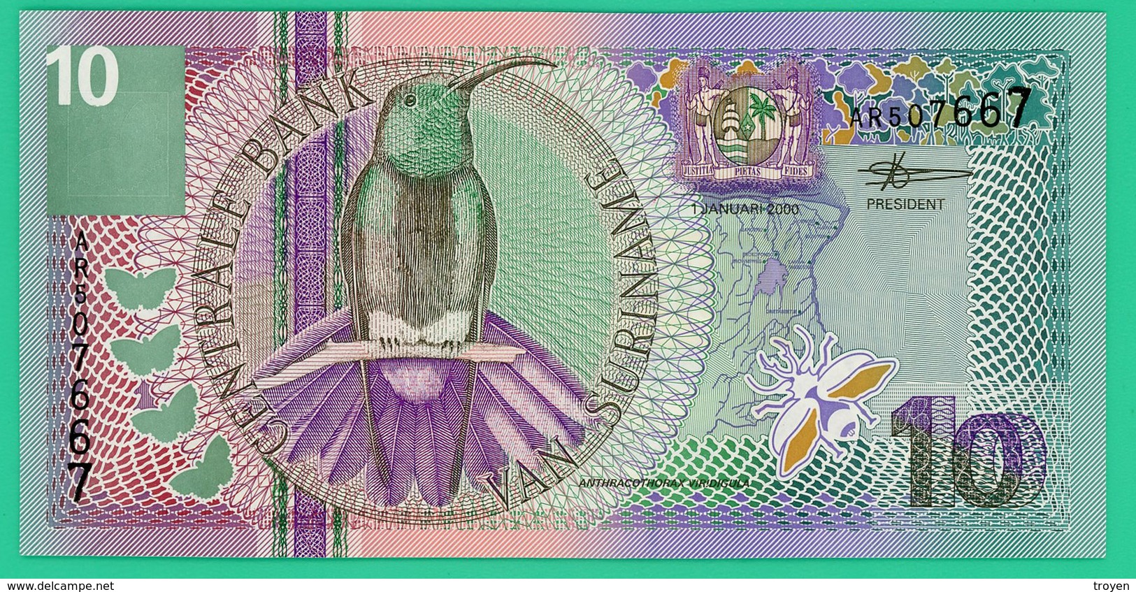 10 Gulden - Suriname - 2000 - N° AR507667-  Neuf - - Surinam