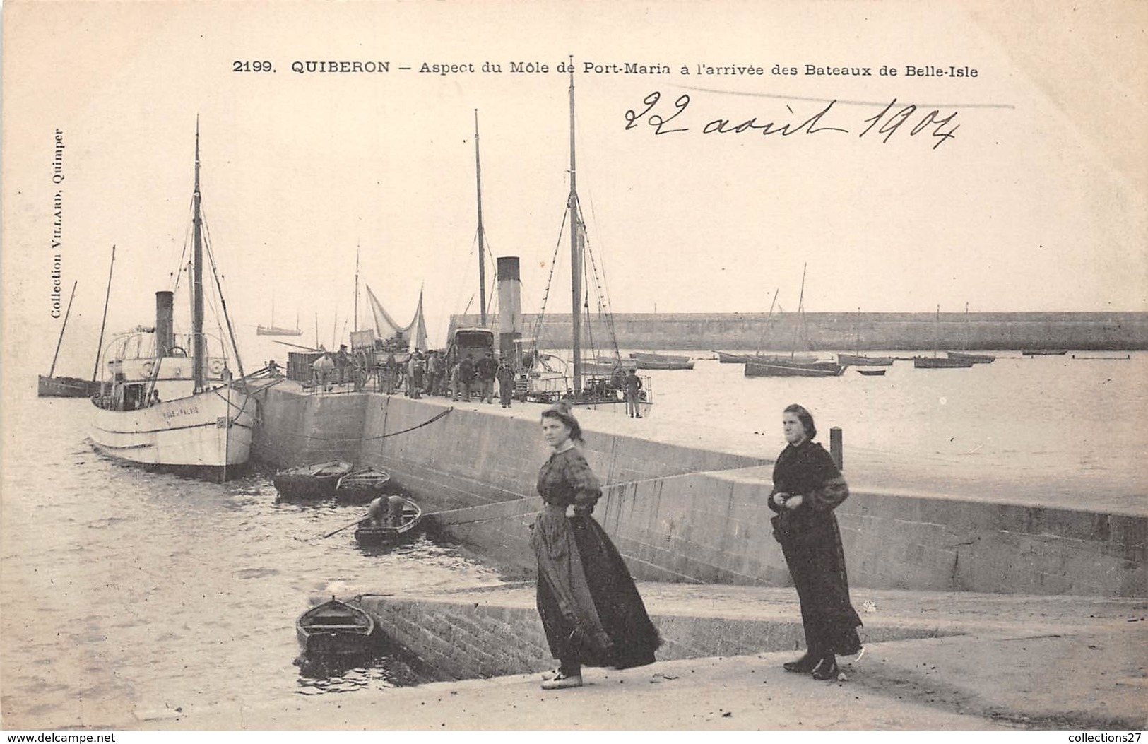 56-QUIBERON- ASPECT DU MÔLE DE PORT-MARIA, A L'ARRIVEE DES BATEAUX DE BELLE-ISLE - Quiberon