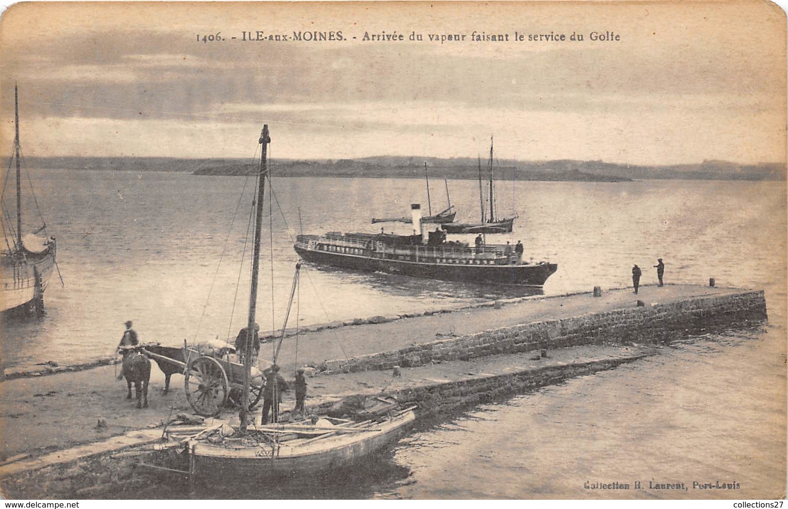 56-ILE-AUX-MOINE- ARRIVEE DU VAPEUR FAISANT LE SERVICE DU GOLFE - Ile Aux Moines