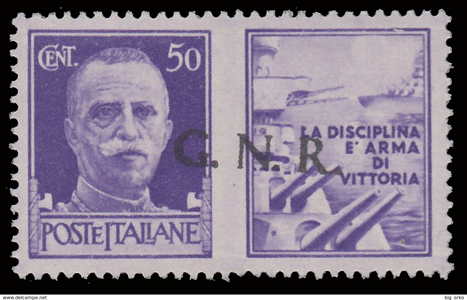 Italia: R.S.I. - G.N.R.  PROPAGANDA DI GUERRA: 50 C. Violetto (I - Marina) - 1944 - War Propaganda