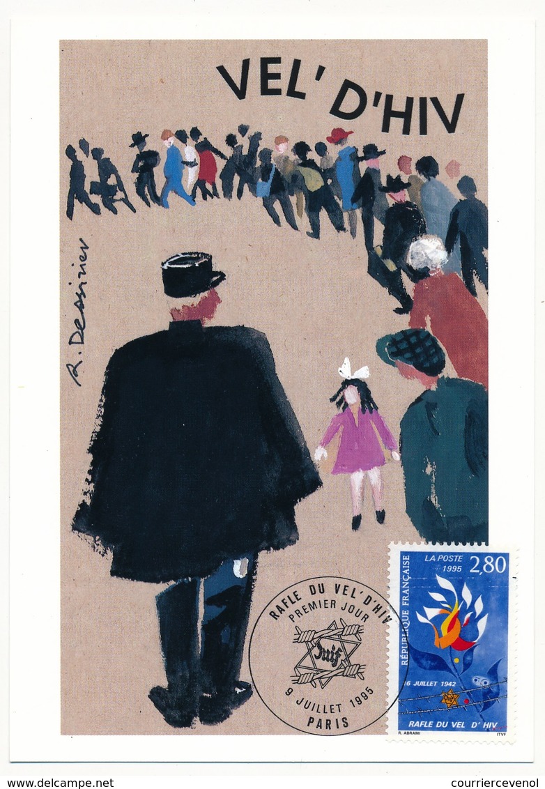 FRANCE - Carte Maximum - 2,80 Rafle Du Vel' D'Hiv - PARIS - 9 Juillet 1995 - WW2 (II Guerra Mundial)