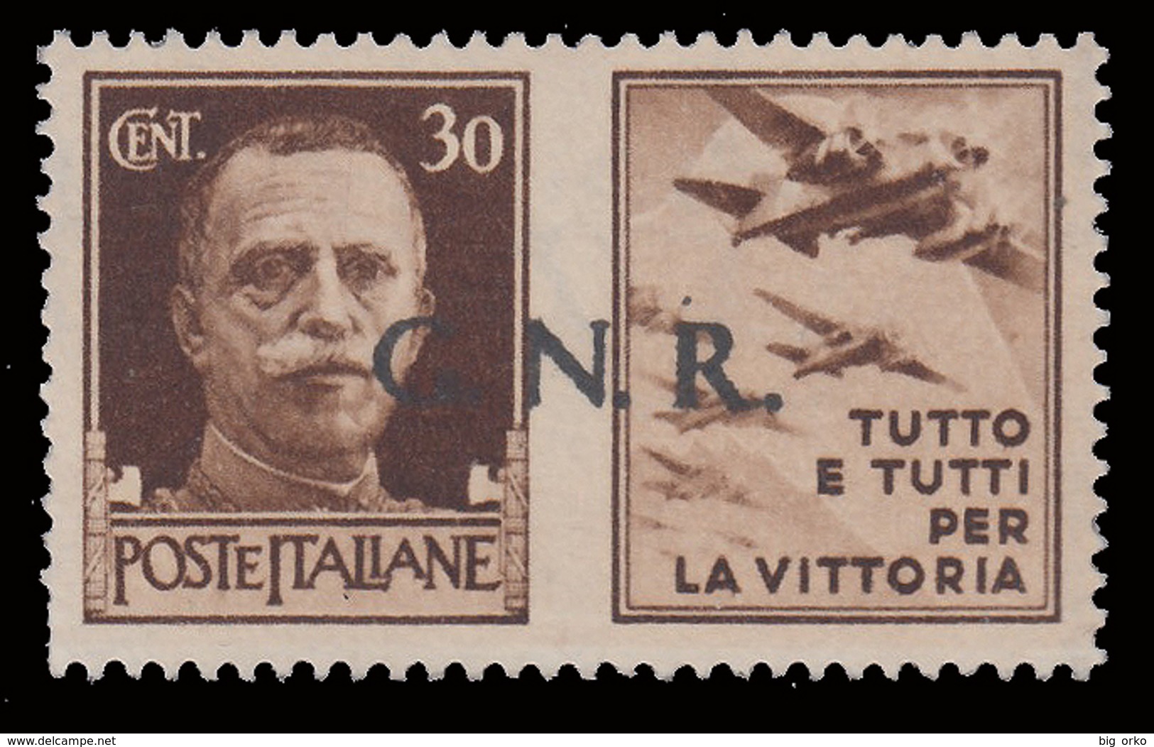 Italia: R.S.I. - G.N.R.  PROPAGANDA DI GUERRA: 30 C. Bruno (III - Aviazione) - 1944 - Kriegspropaganda