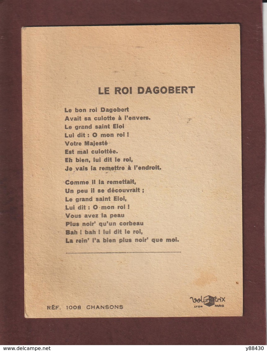 Fiche Cartonnée Volumétrix - LE ROI DAGOBERT -  Série Chansons - Réf. 1008 - Voir Photos Face & Dos - Collections