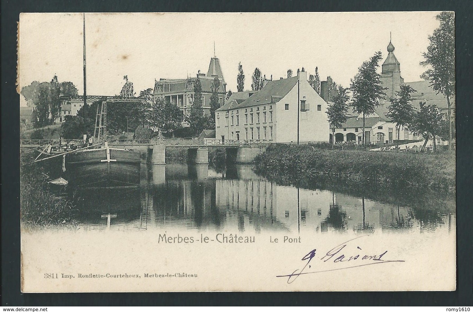 MERBES - LE - CHATEAU.  Le Pont. Péniche. - Merbes-le-Château