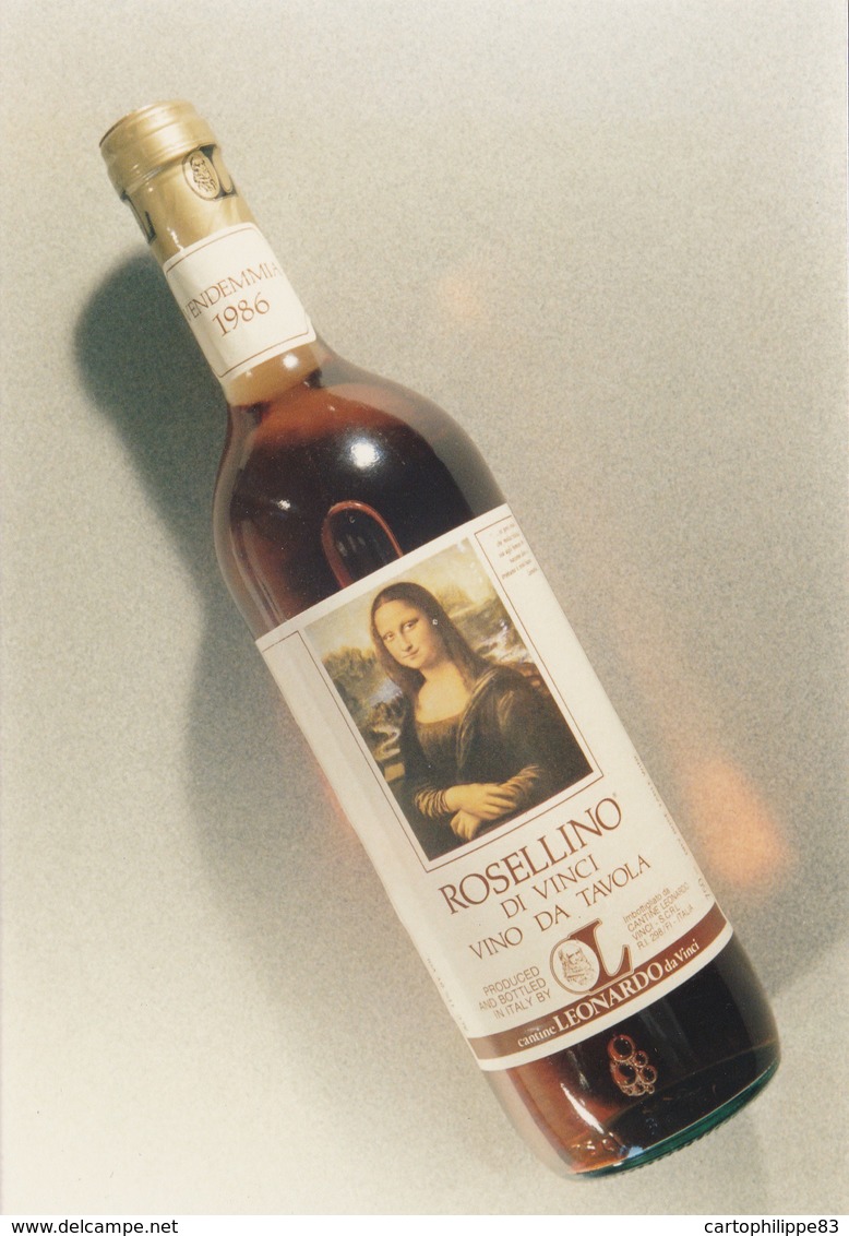 PHOTO Mona Lisa LA JOCONDE ETIQUETTE DE VIN ROSELLINO DI VINCI 1986 - Other & Unclassified