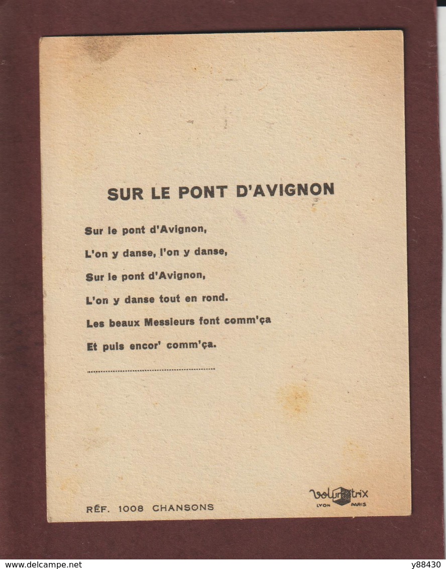 Fiche Cartonnée Volumétrix - SUR LE PONT D'AVIGNON -  Série Chansons - Réf. 1008 - Voir Photos Face & Dos - Collections