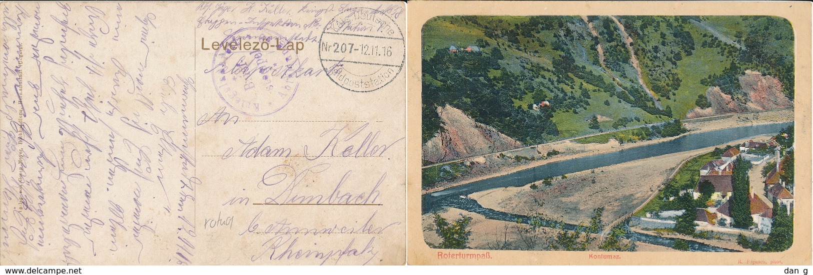 1916 Romania Hungary Roterthurmpass Olt Valley Germany Deutsche Feldpost 207 Kriegslazarett - Rumänien