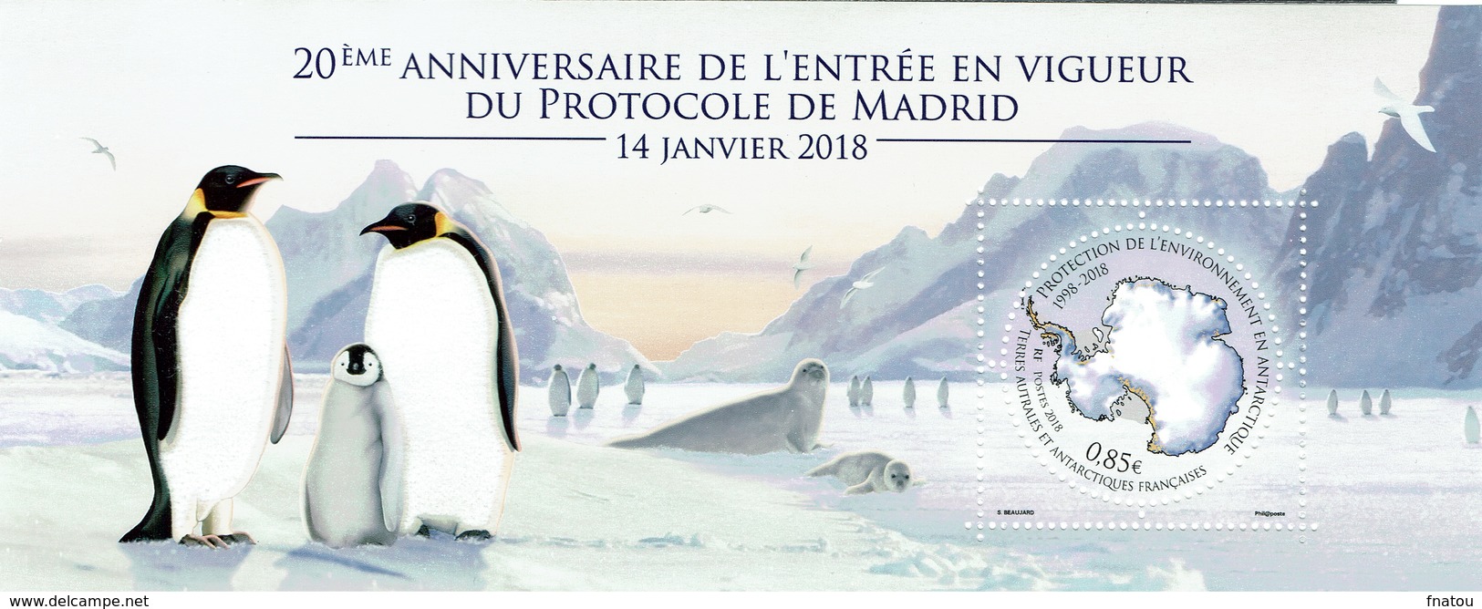 French Antarctic (FSAT), Protocol On Environmental Protection To The Antarctic Treaty, Madrid, 2018, MNH VF - Unused Stamps