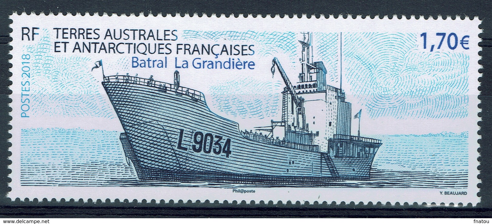 French Antarctic (FSAT), Ship, Batral La Grandière, 2018, MNH VF - Nuovi