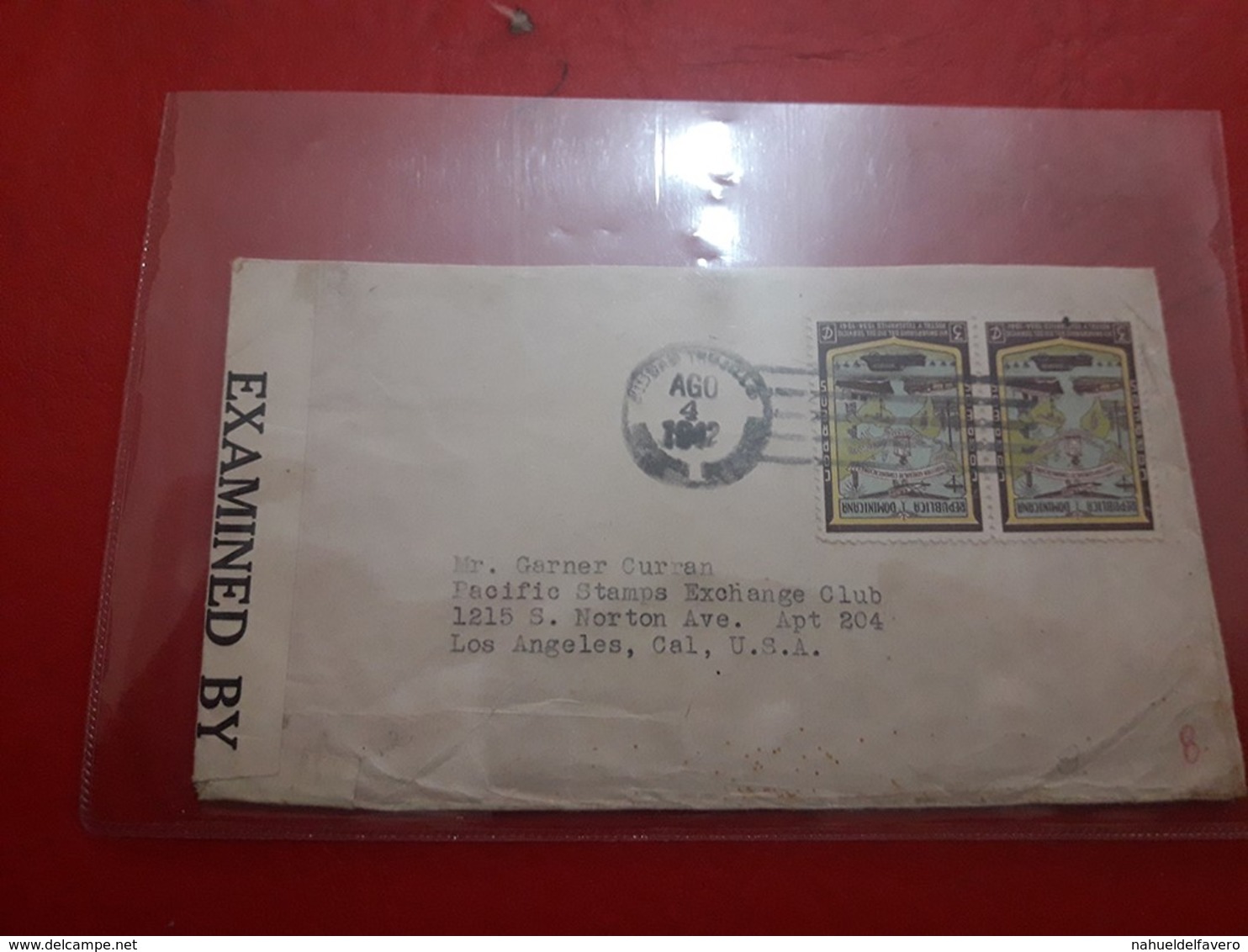 Republica Dominicana Sobre Circulado Con Sellos VIII Aniversario Del Dia Del Servicio Postal 1941 Con Censura - Dominican Republic