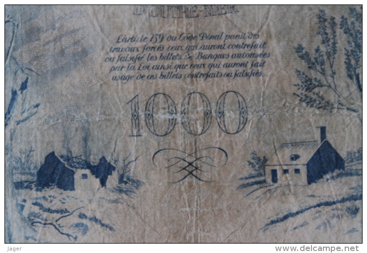 Billet  De Banque  1000 Francs Caisse Centrale D'outre Mer  Guadeloupe Phénix - Autres & Non Classés