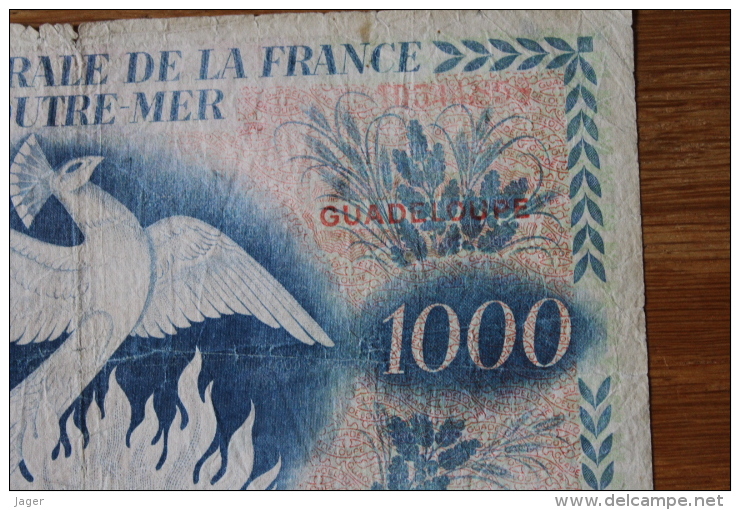 billet  de Banque  1000 francs caisse centrale d'outre mer  Guadeloupe phénix