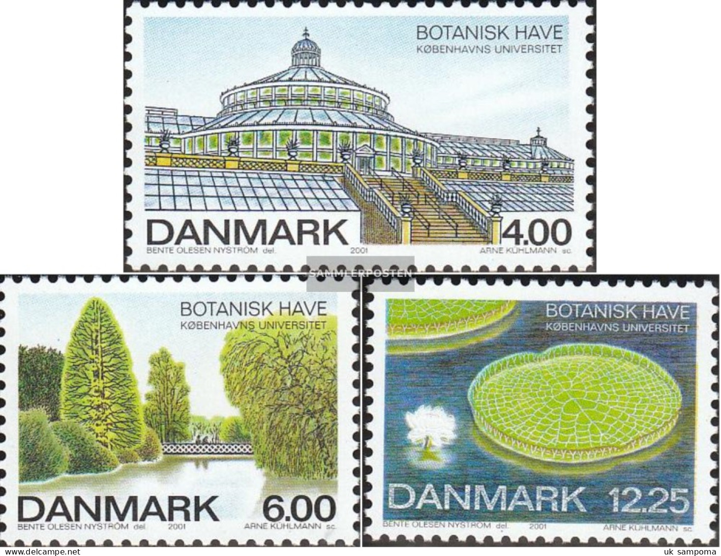 Denmark 1267-1269 (complete Issue) Unmounted Mint / Never Hinged 2001 400 Years Botanical Garden - Unused Stamps