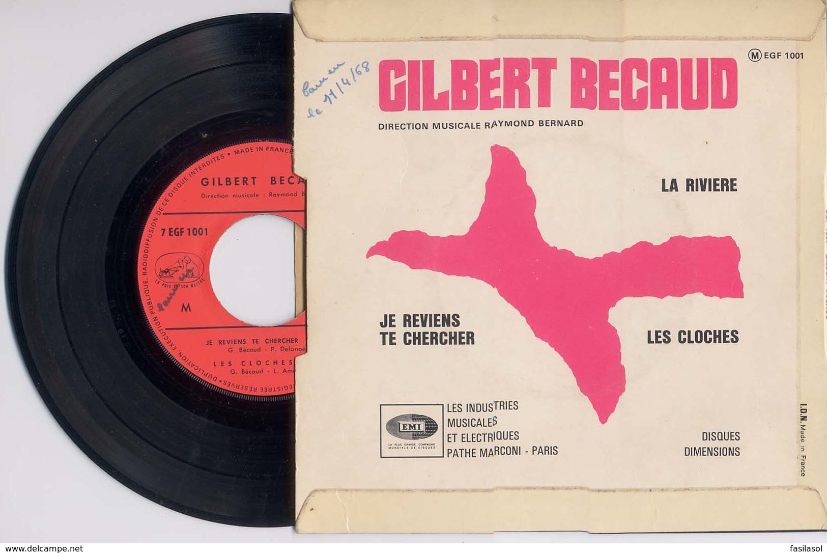 EP 45tours : GILBERT BECAUD : La Rivière / Je Reviens Te Chercher  (1967) - Autres - Musique Française