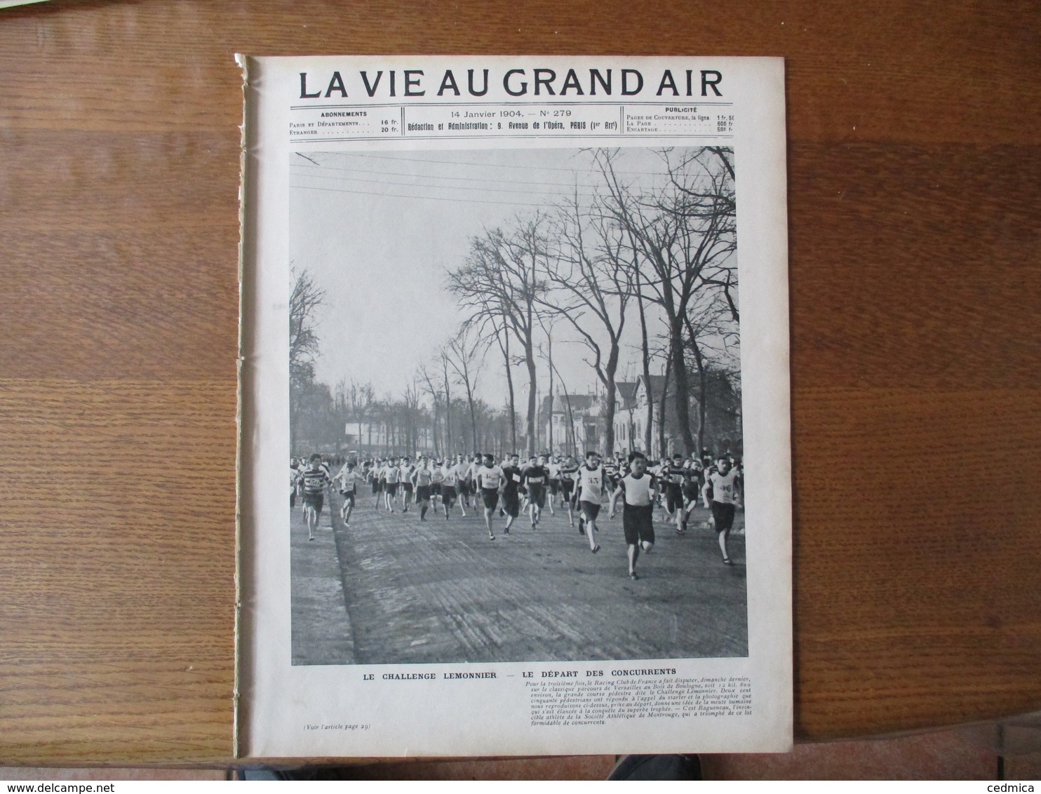 LA VIE AU GRAND AIR N°279 14 JANVIER 1904 LE CHALLENGE LEMONNIER,LES ETAPES DE L'AUTOMOBILE,LA SALLE D'ARMES DE LA PREF - 1900 - 1949