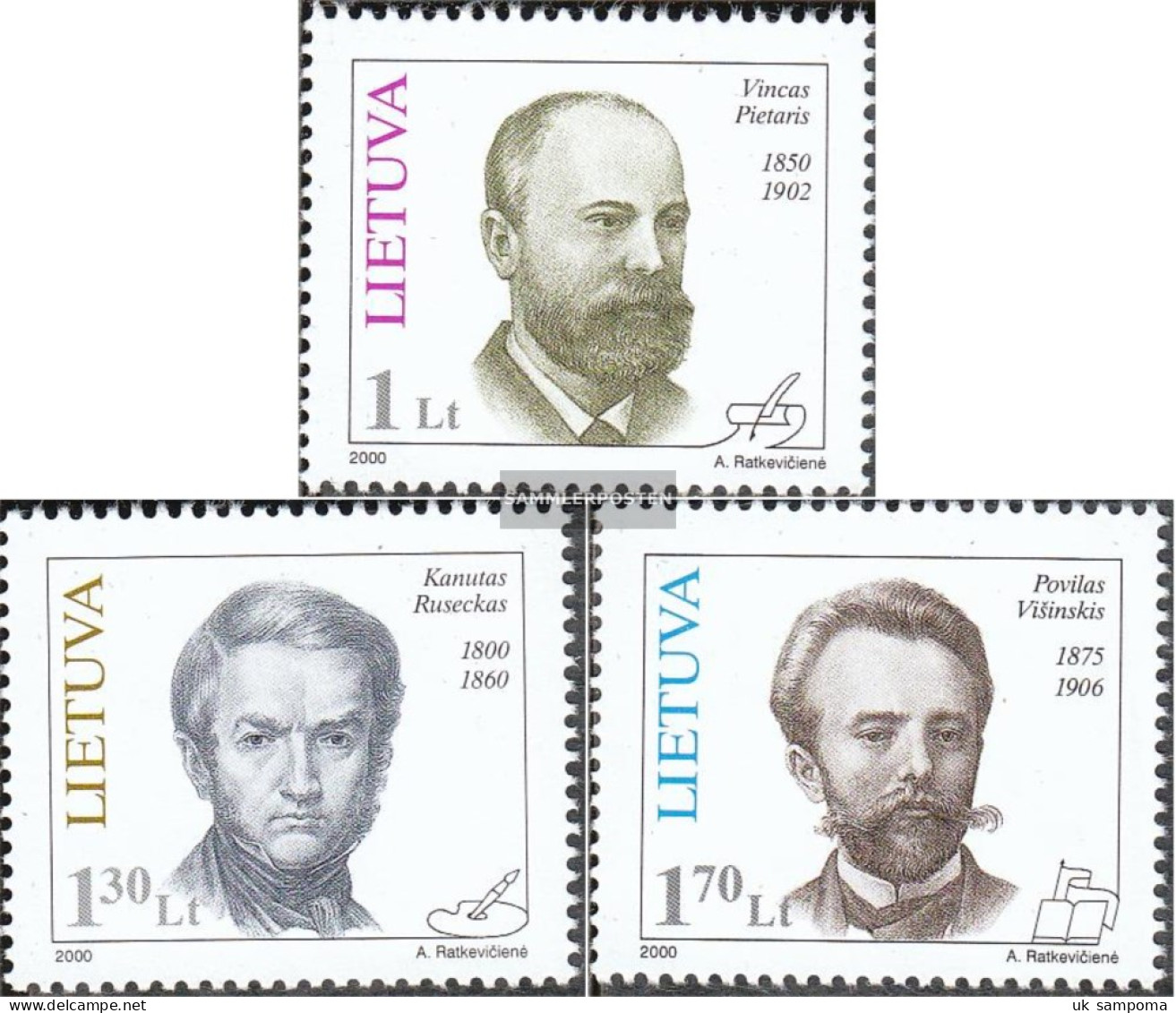 Lithuania 725-727 (complete Issue) Unmounted Mint / Never Hinged 2000 Personalities - Lithuania