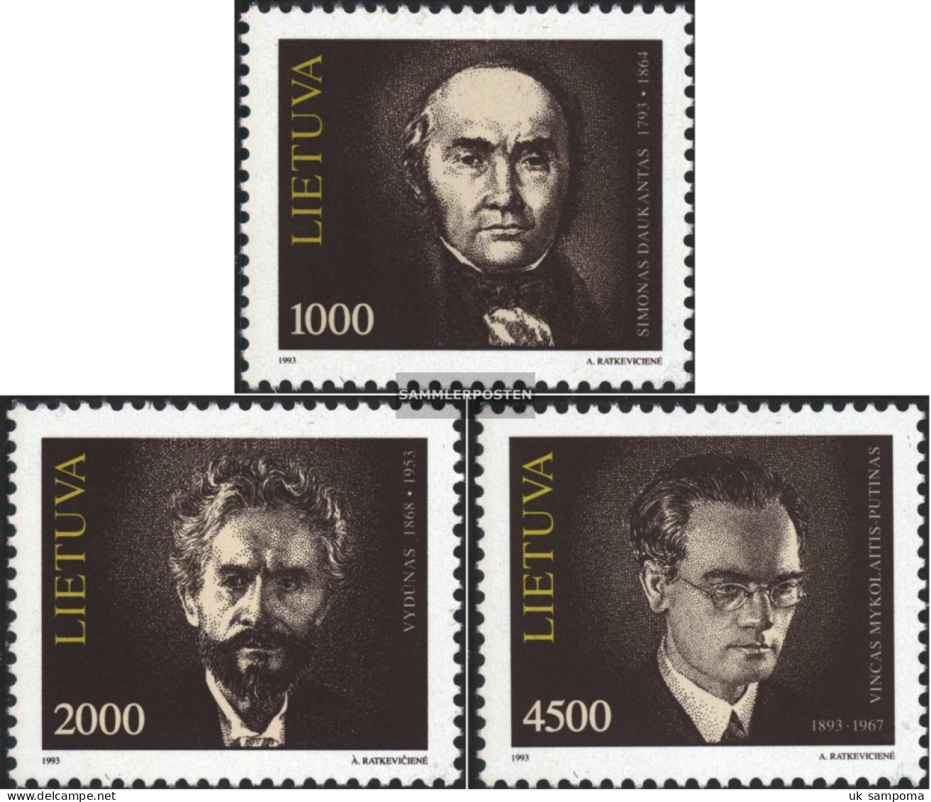 Lithuania 523-525 (complete Issue) Unmounted Mint / Never Hinged 1993 Personalities - Lituania