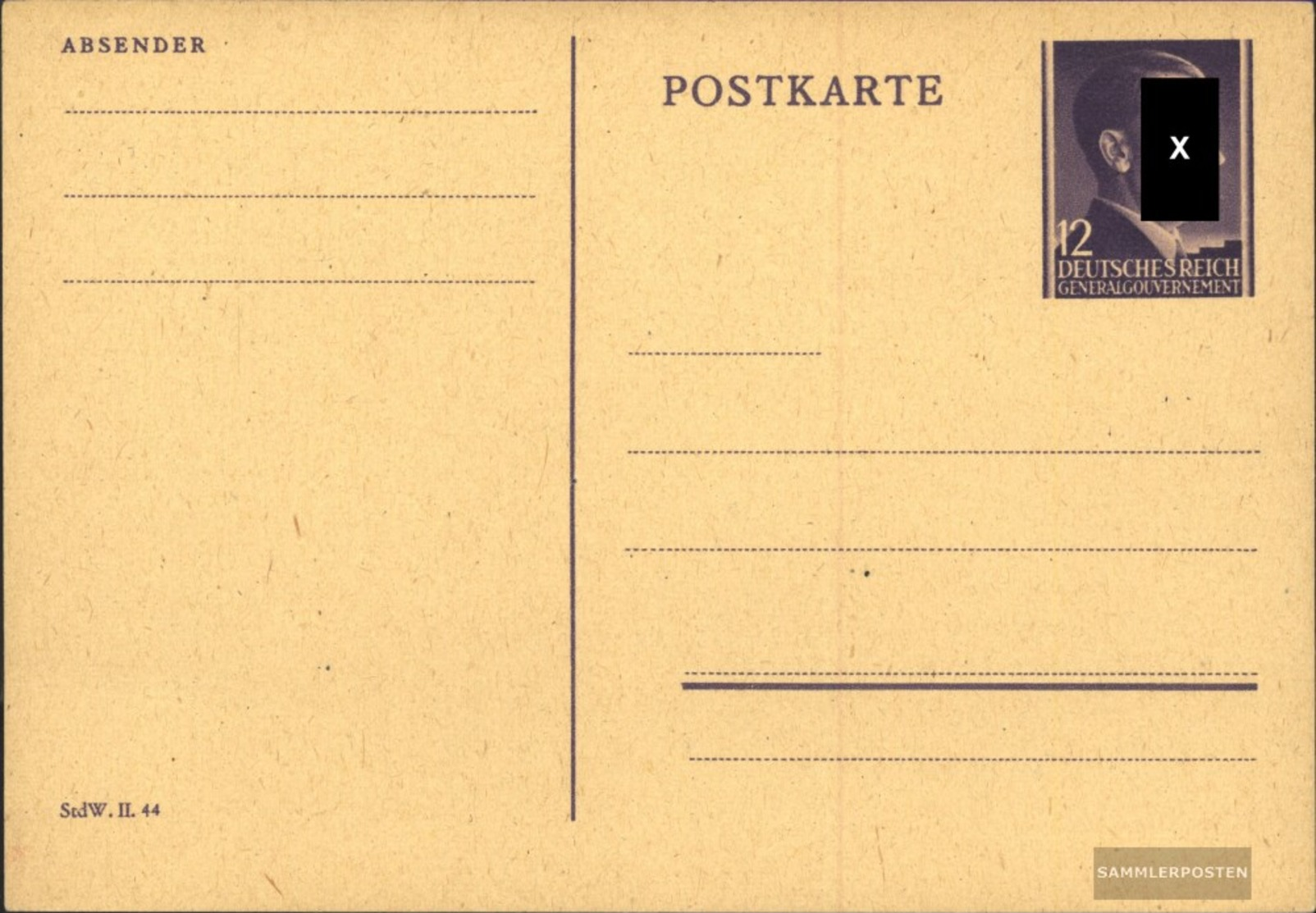 Generalgouvernement P13 Amtliche Postkarte Ungebraucht 1944 Hitler - Besetzungen 1938-45