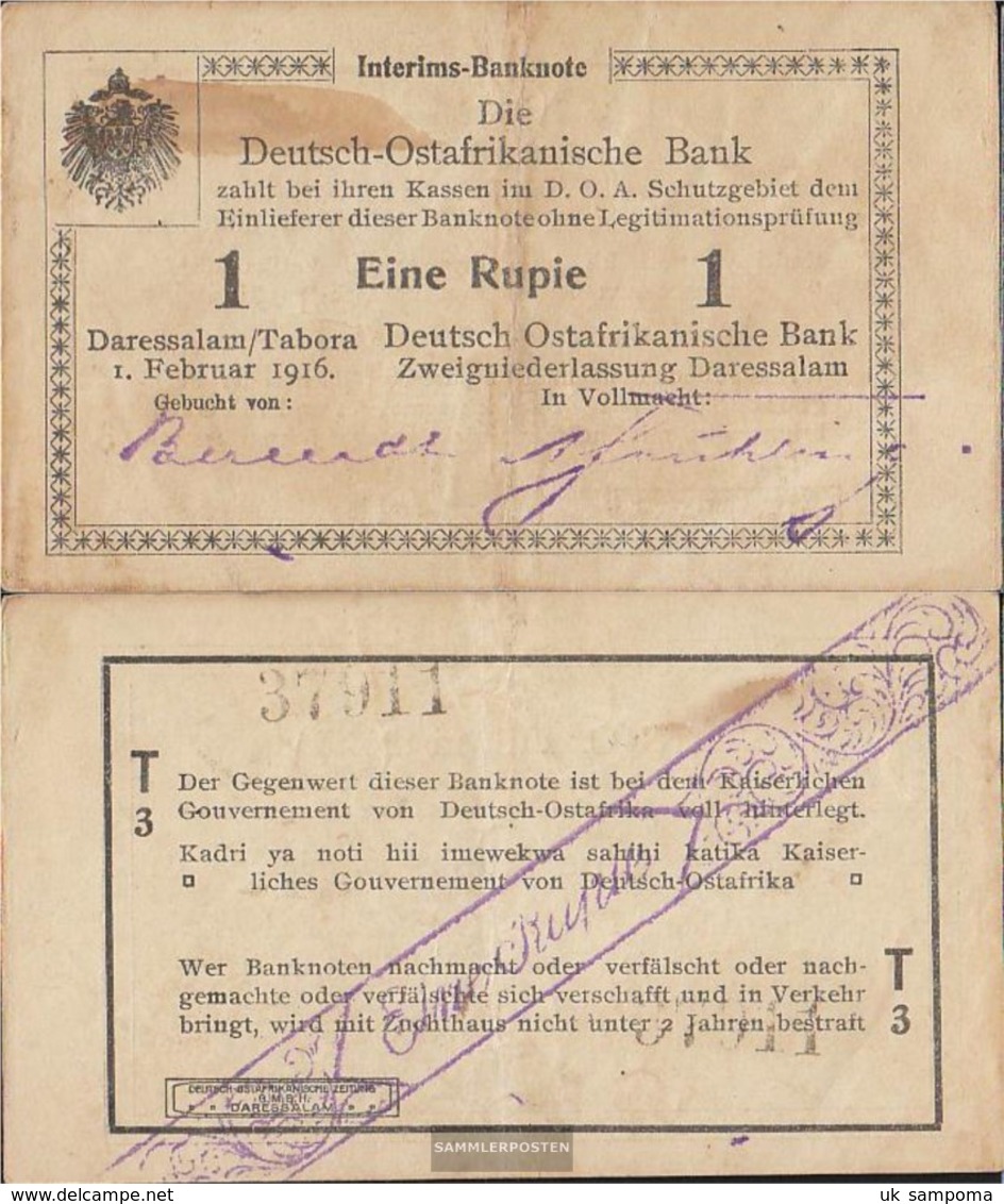 German-Eastern Africa Rosenbg: 929u Series: T3 Used (III) 1916 1 Rupie - Deutsch-Ostafrikanische Bank