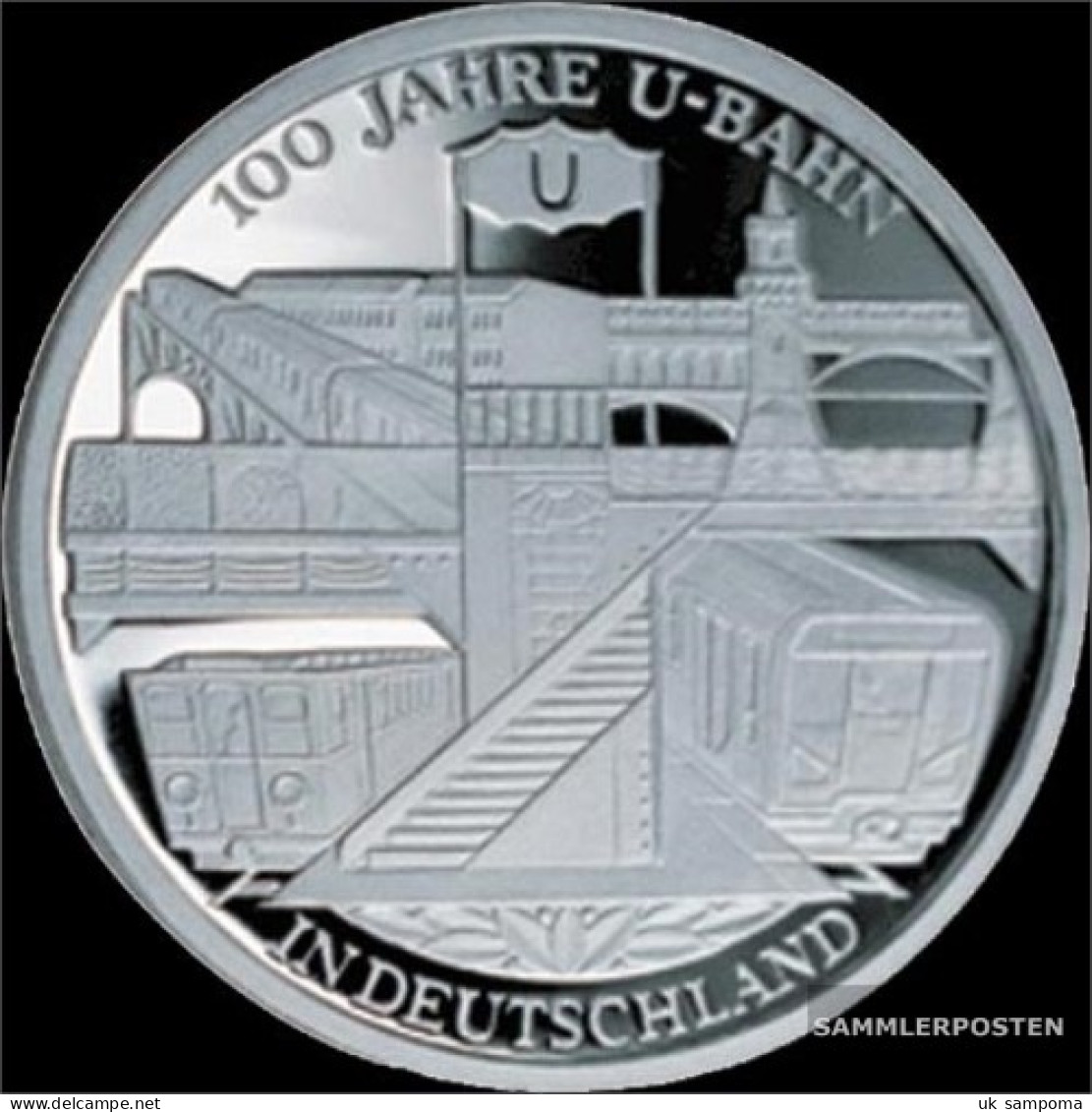 FRD (FR.Germany) Jägernr: 491 2002 D Stgl./unzirkuliert Silver Stgl./unzirkuliert 2002 10 Euro 100 Years Untergrundbahn - Germania