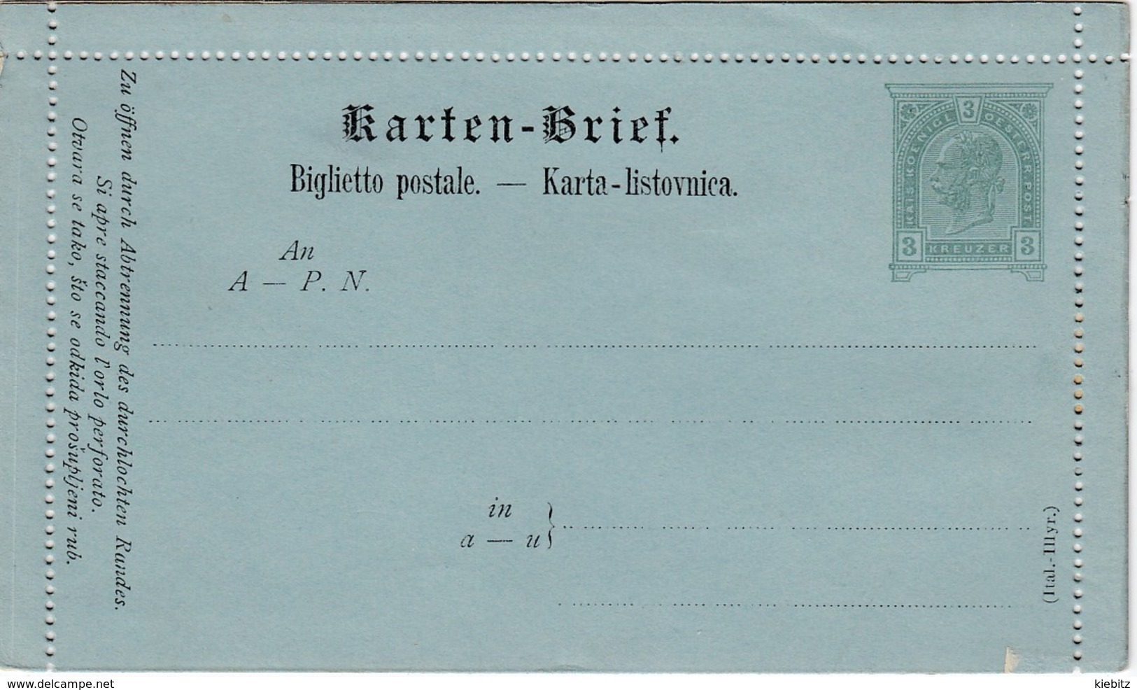 ÖSTERREICH 1890 - KB 18  Italienisch / Illyrisch  Nicht Gelaufen - Carte-Lettere