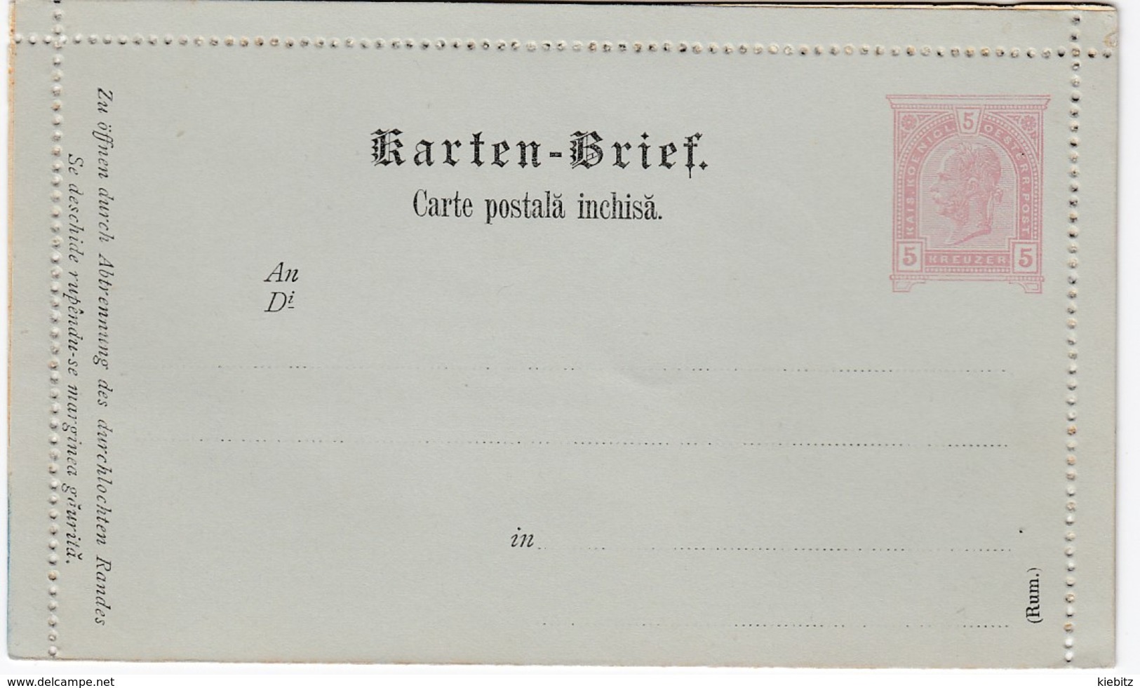 ÖSTERREICH 1890 - KB 28  Rumänisch  Nicht Gelaufen - Altri & Non Classificati