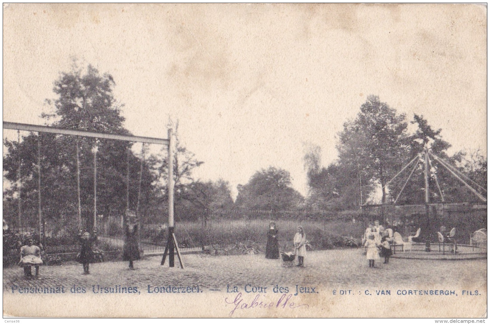 Pensionnat Des Ursulines Londerzeel La Cour Des Jeux Circulée En 1902 - Londerzeel