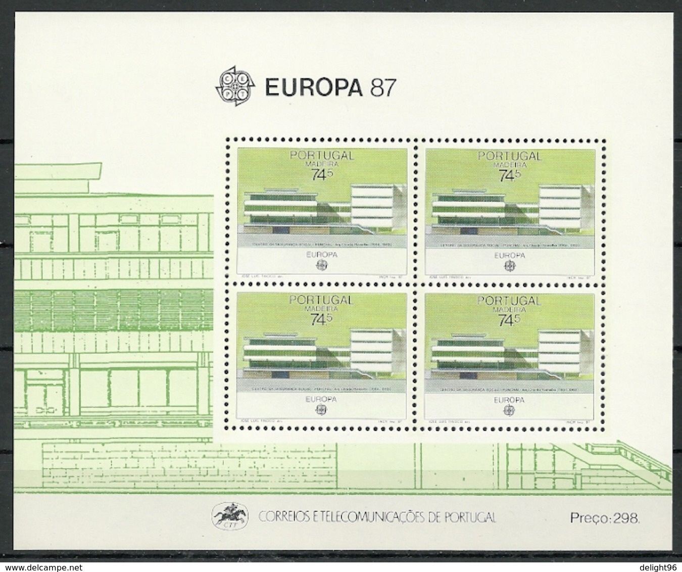 1987 Portugal (Madeira) Europa: Modern Architecture Minisheet (** / MNH / UMM) - 1987